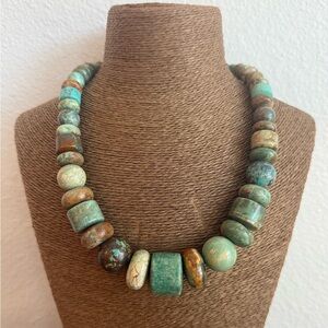 Jay King Multi Shape Turquoise Bead and Sterling Silver Necklace